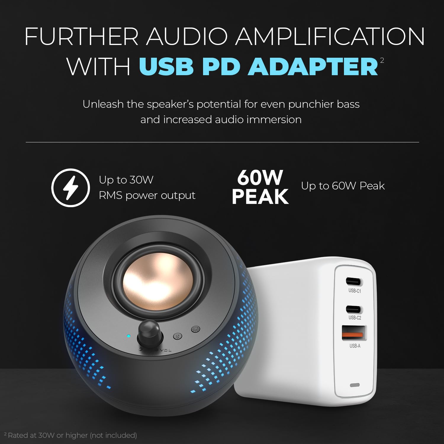 Creative Pebble X 2.0 USB-C Computer Speakers with Customizable RGB Lighting, Bluetooth 5.3, USB Audio, 15W RMS Power for PC and Mac - Perfect for Gaming, Streaming & Home Office Setup