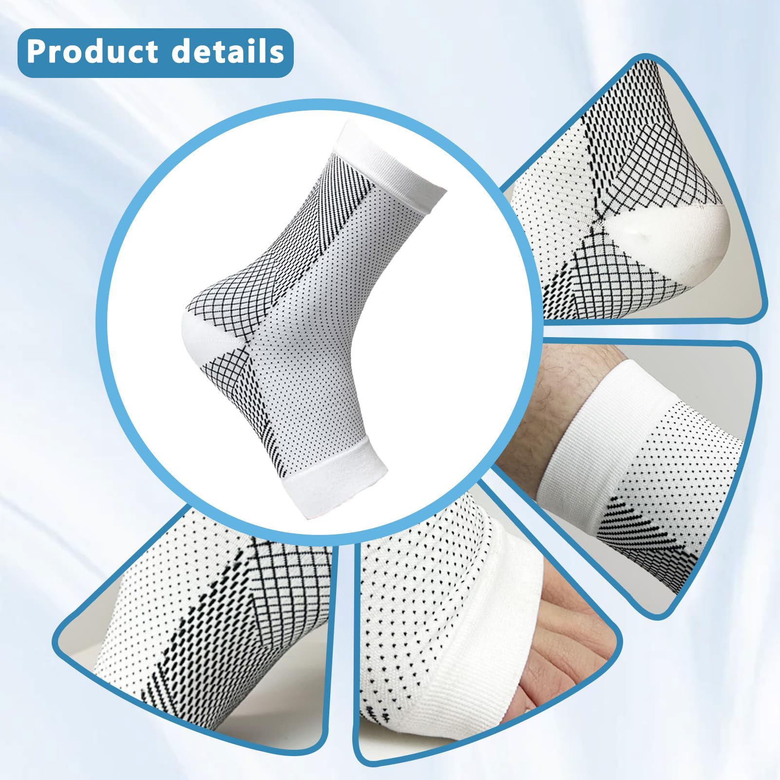 Neuropathy Socks for Men & Women - Compression Socks with Ankle Support for Plantar Fasciitis, Achilles Tendonitis & Foot Pain Relief (Gray, L/XL) - Ideal for Running, Hiking & Daily Comfort