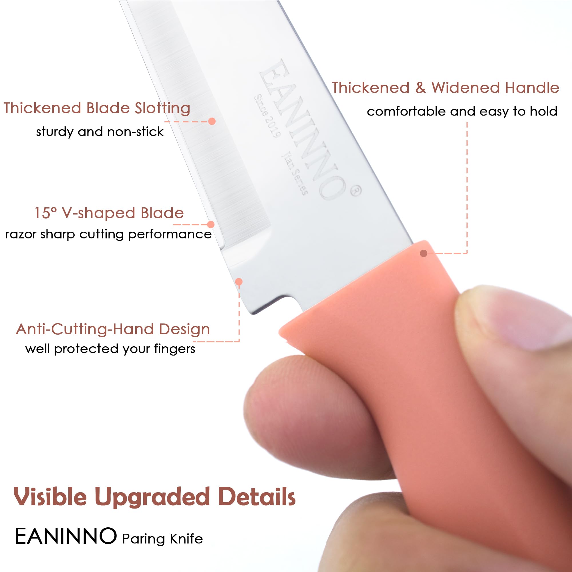 4-Piece Stainless Steel Paring Knife Set with Sheath - 3.8