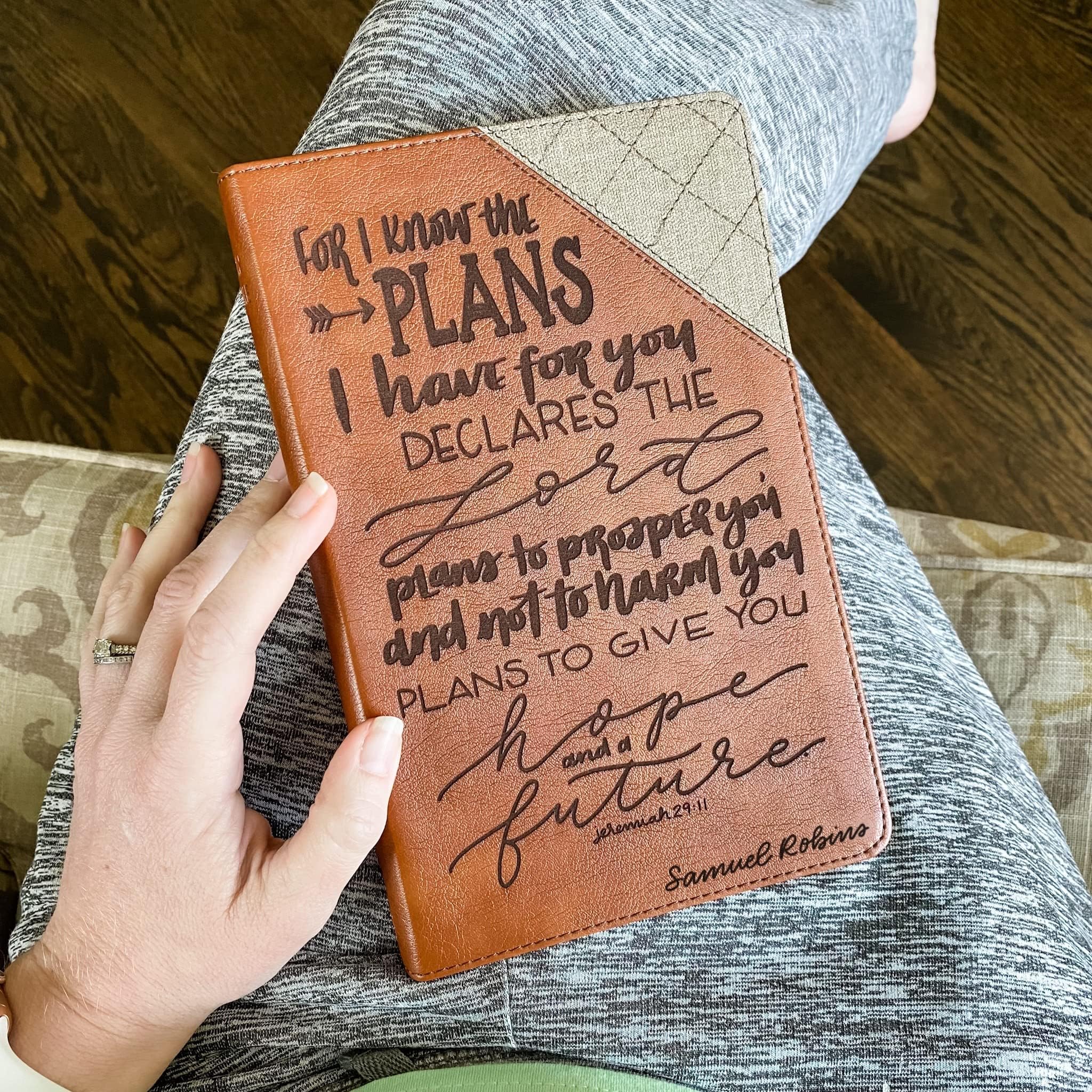 Hand Lettered & Laser Engraved Two-Tone NIV Bible - Personalized Christian Gift with Custom Name Engraving | Perfect for Baptisms, Weddings & Spiritual Milestones