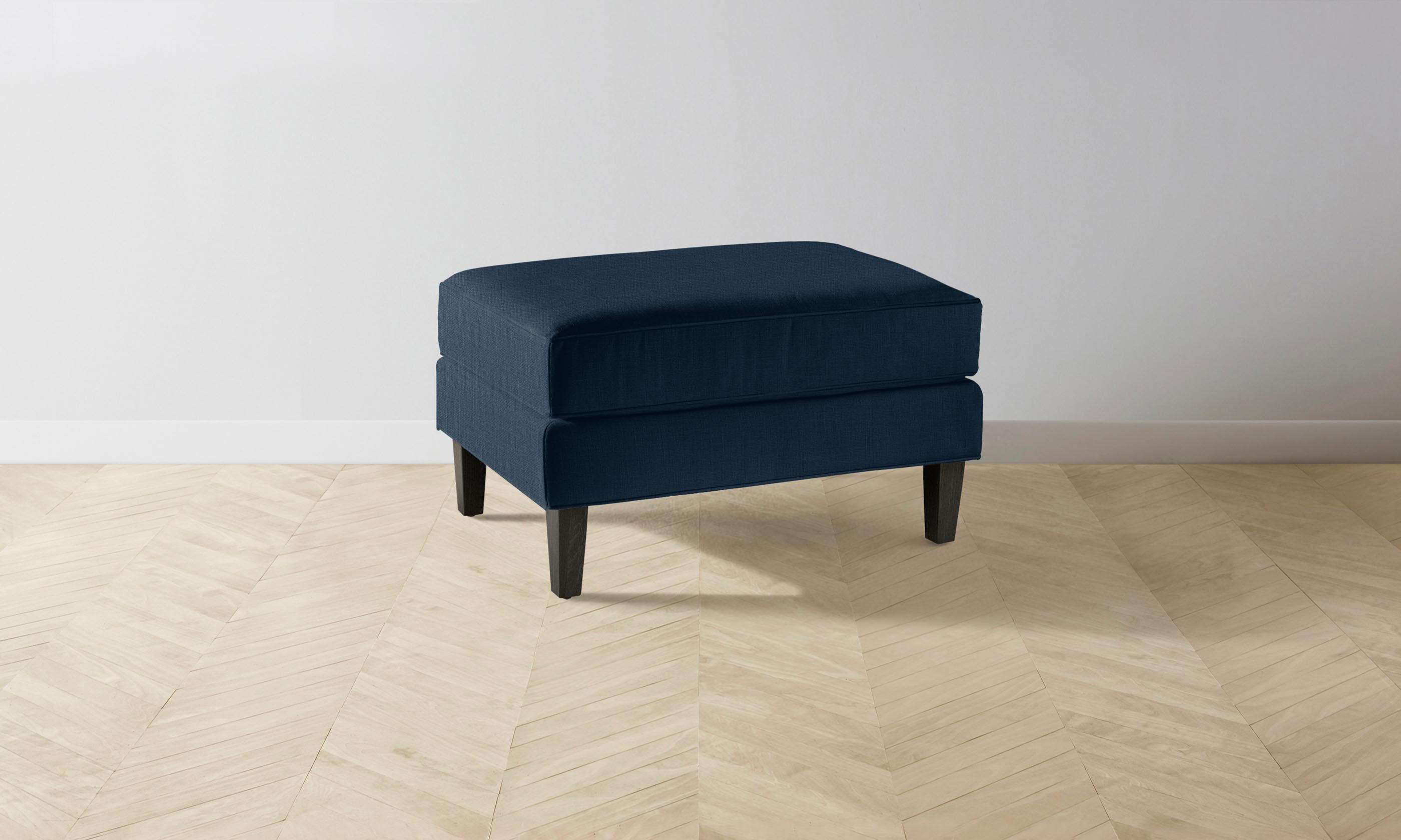 Crosby Ottoman with Performance Linen Weave in Bay Color - Perfect for Living Room, Bedroom & Home Decor