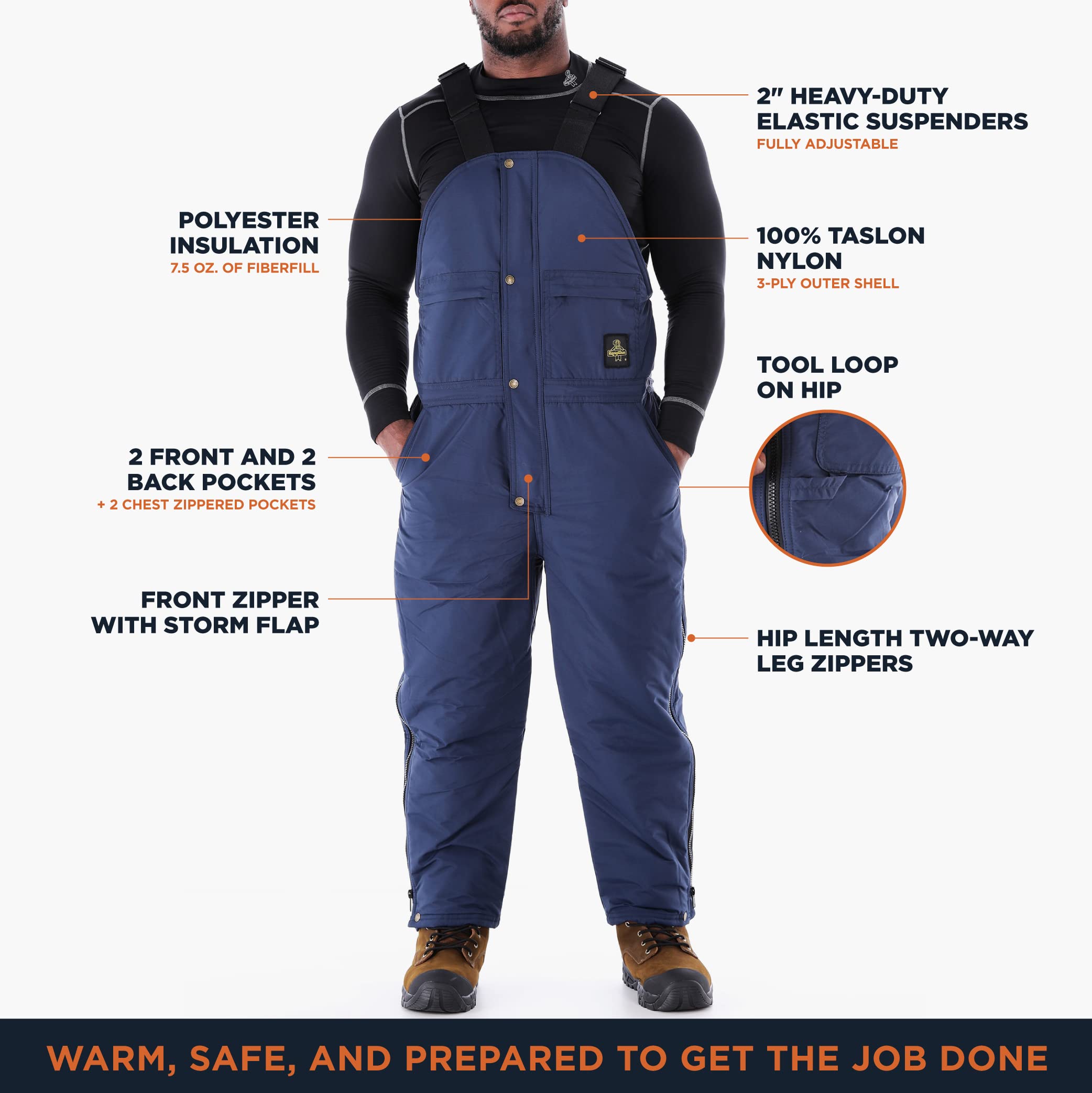 RefrigiWear Insulated Bib Overalls for Cold Work & Outdoor