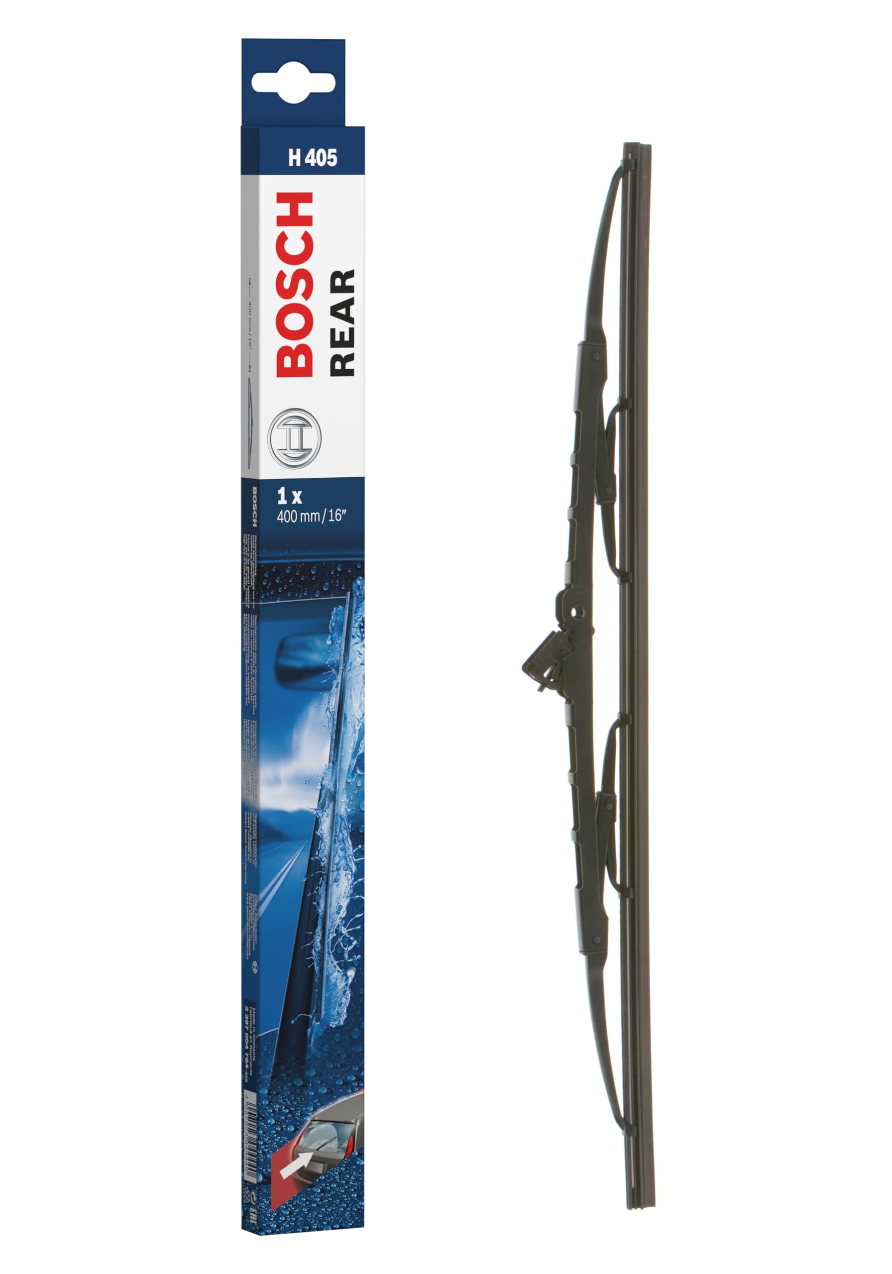 BOSCH H405 Super Plus Conventional Rear Wiper Blade 400mm - Perfect for SUVs, Trucks, and Sedans - Durable All-Season Windshield Wiper Replacement