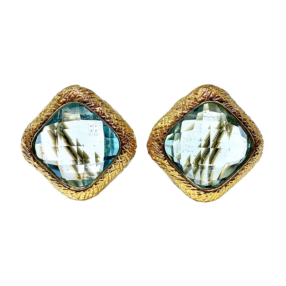 18K Gold Clip-On Earrings with Genuine Topaz Gemstone – Elegant Jewelry for Women, Perfect for Weddings, Parties & Special Occasions