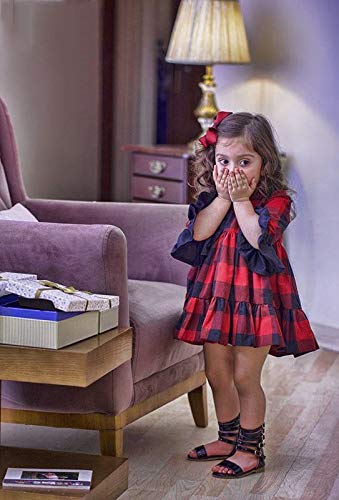 Christmas Toddler Girls Long Sleeve Plaid Princess Party Dress - Cute Holiday Wedding Outfit for Kids | Perfect for Christmas Photos, Birthday Parties & Special Occasions