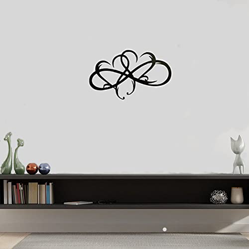 Eternity Infinity Double Heart Metal Wall Art - Black Romantic Sculpture for Living Room & Home Decor - Perfect Gift for Couples & Lovers - Ideal for Valentine's Day, Anniversary & Wedding Decorations