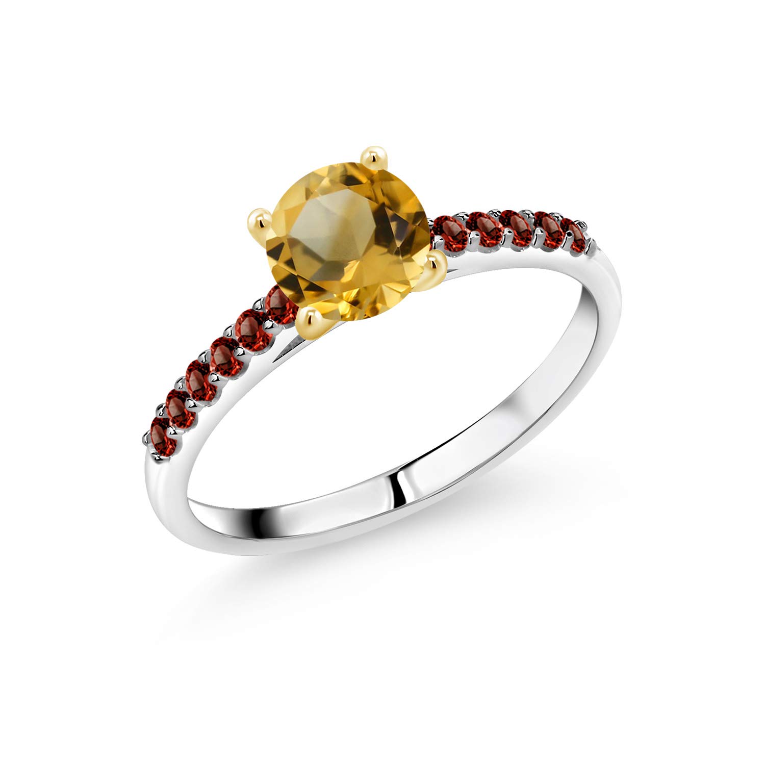 1.04Ct Citrine Garnet Ring in 925 Silver & 10K Gold for Elegant Occasions