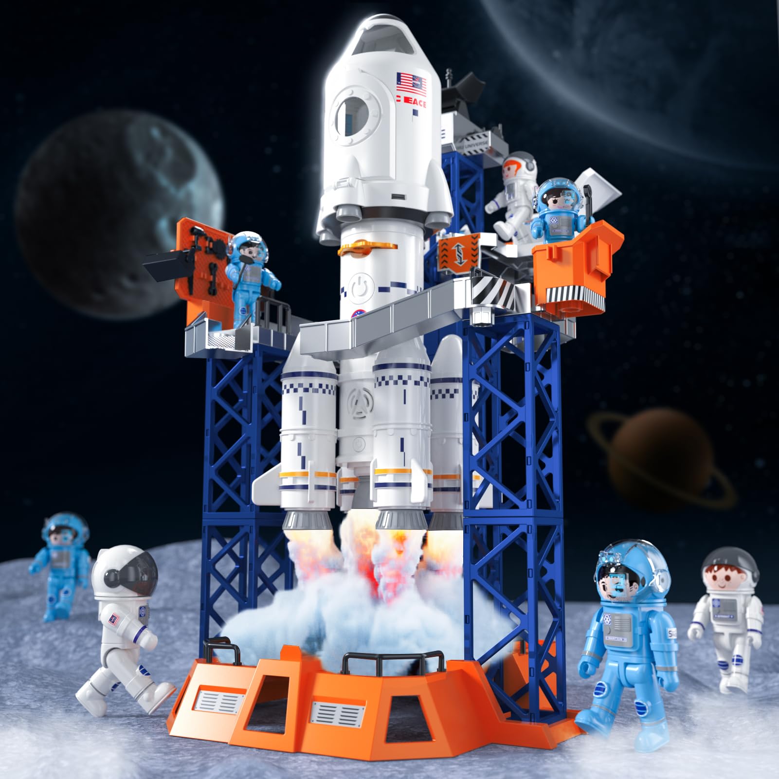 STEM Rocket Launcher Space Shuttle Toy for Kids Ages 3-9 | 2-in-1 Aerospace Building Set with Launch Pad | Educational STEM Toy for Indoor & Outdoor Play | Perfect Birthday Gift for Boys & Girls | Great for Backyard Play, Science Projects & Space-Themed Parties