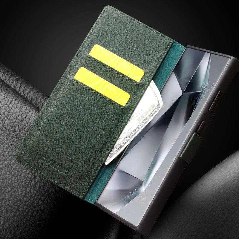 Genuine Leather Flip Cover Case for Samsung Galaxy S24 - Slim Protective Wallet Stand Case with Card Slots | Perfect for Work, Travel & Daily Use