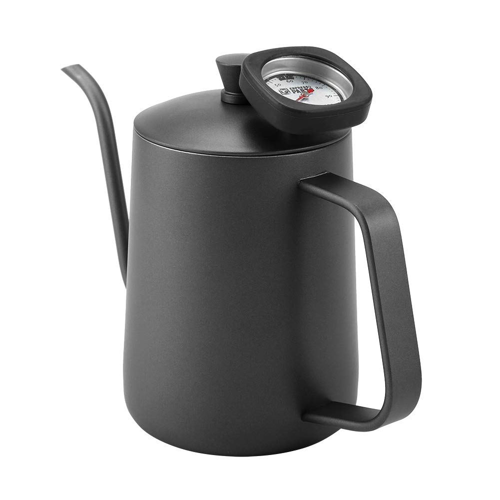 Premium Gooseneck Coffee Kettle with Built-in Thermometer - 20oz Stainless Steel Pour Over Kettle for Precision Brewing - Perfect for Chemex, V60 & French Press Coffee Makers (Black)
