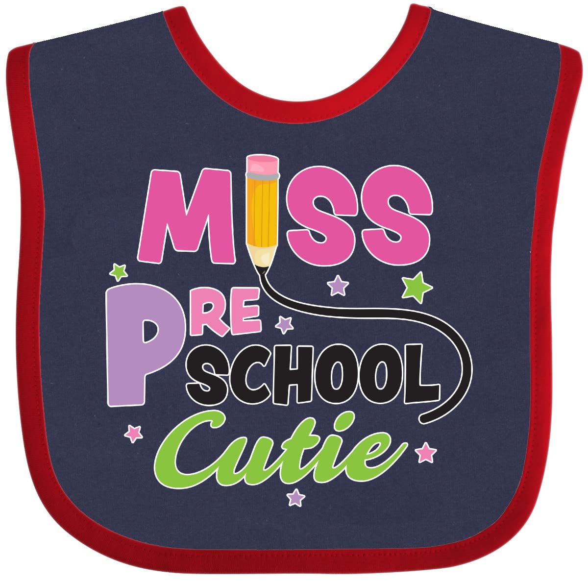Inktastic Preschool Bib with Pencil Stars - for Toddler Mealtime & Play