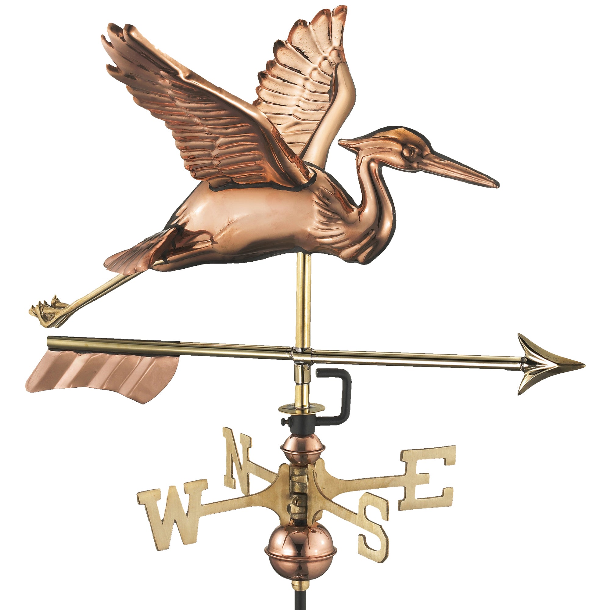 Blue Heron with Arrow Cottage Weathervane - Handcrafted Copper Garden Decor for Outdoor & Farmhouse Style Homes - Perfect for Roof Tops, Gardens, and Countryside Estates