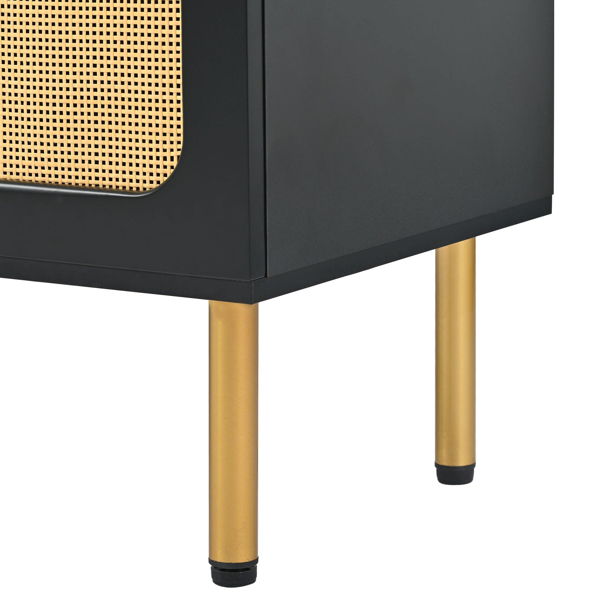 Boho Style TV Stand with Rattan Door - 70