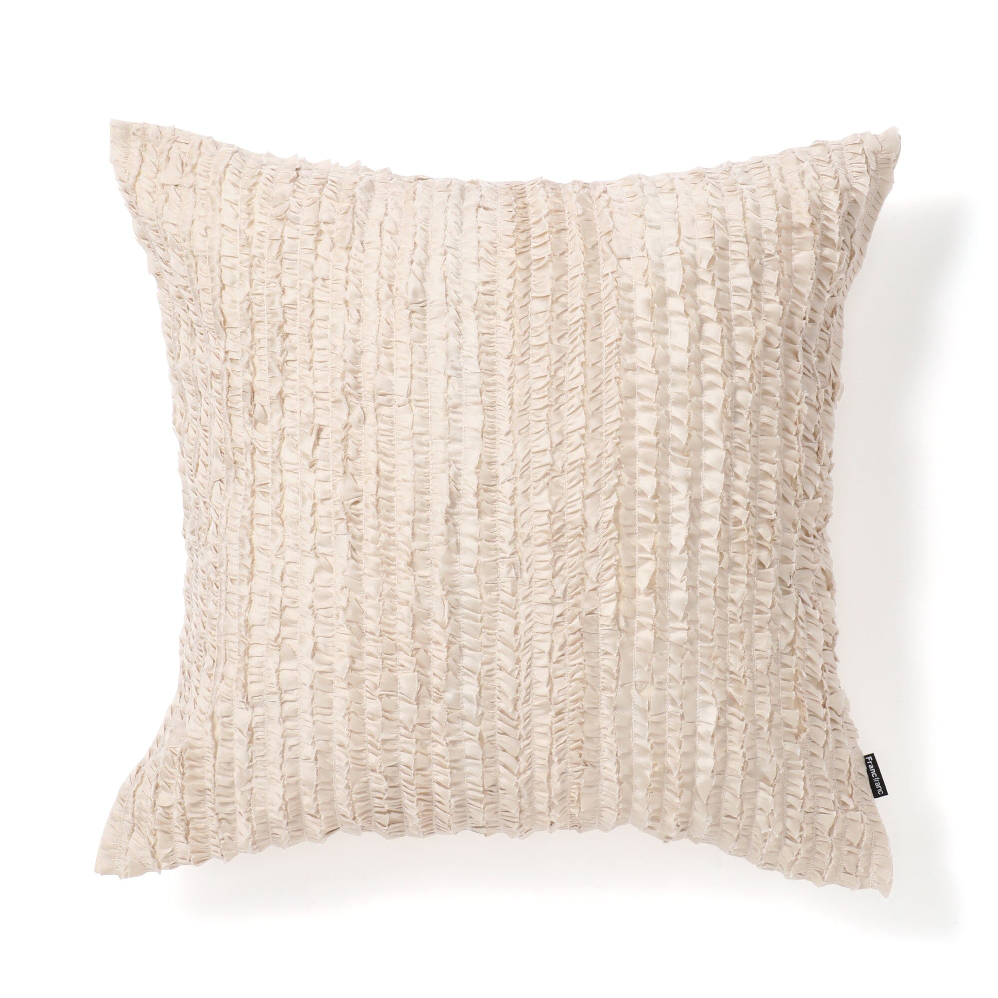Gather Frill Cushion Cover 18x18 Inches Light Gray - Soft Decorative Pillow Case for Sofa, Bed, Living Room