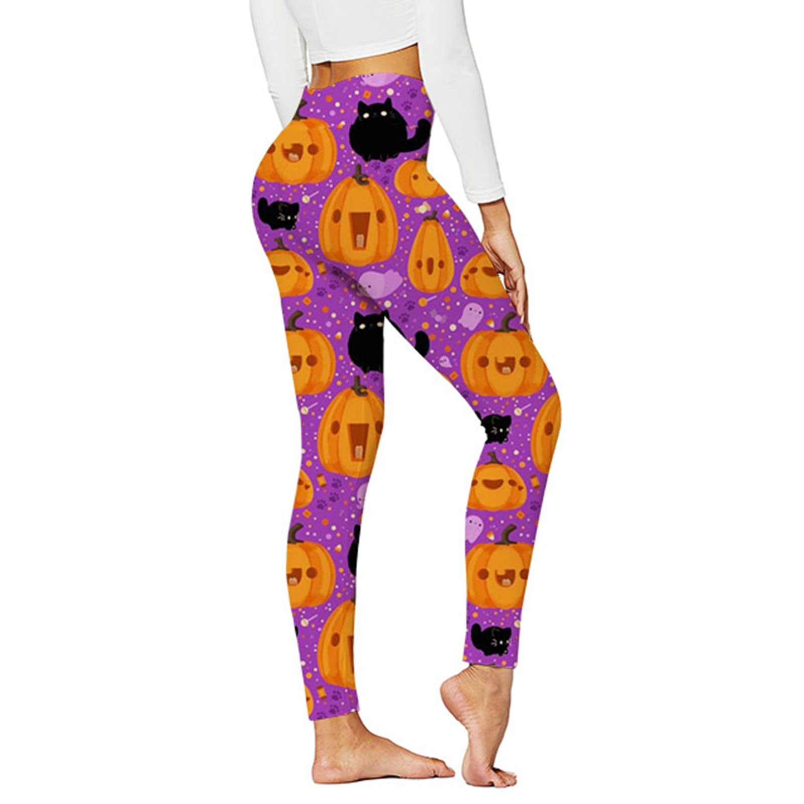 Halloween Print High Waist Compression Leggings for Women - Yoga, Running & Daily Fitness Workout Pants - Perfect for Halloween Costumes, Gym Wear & Casual Outfits