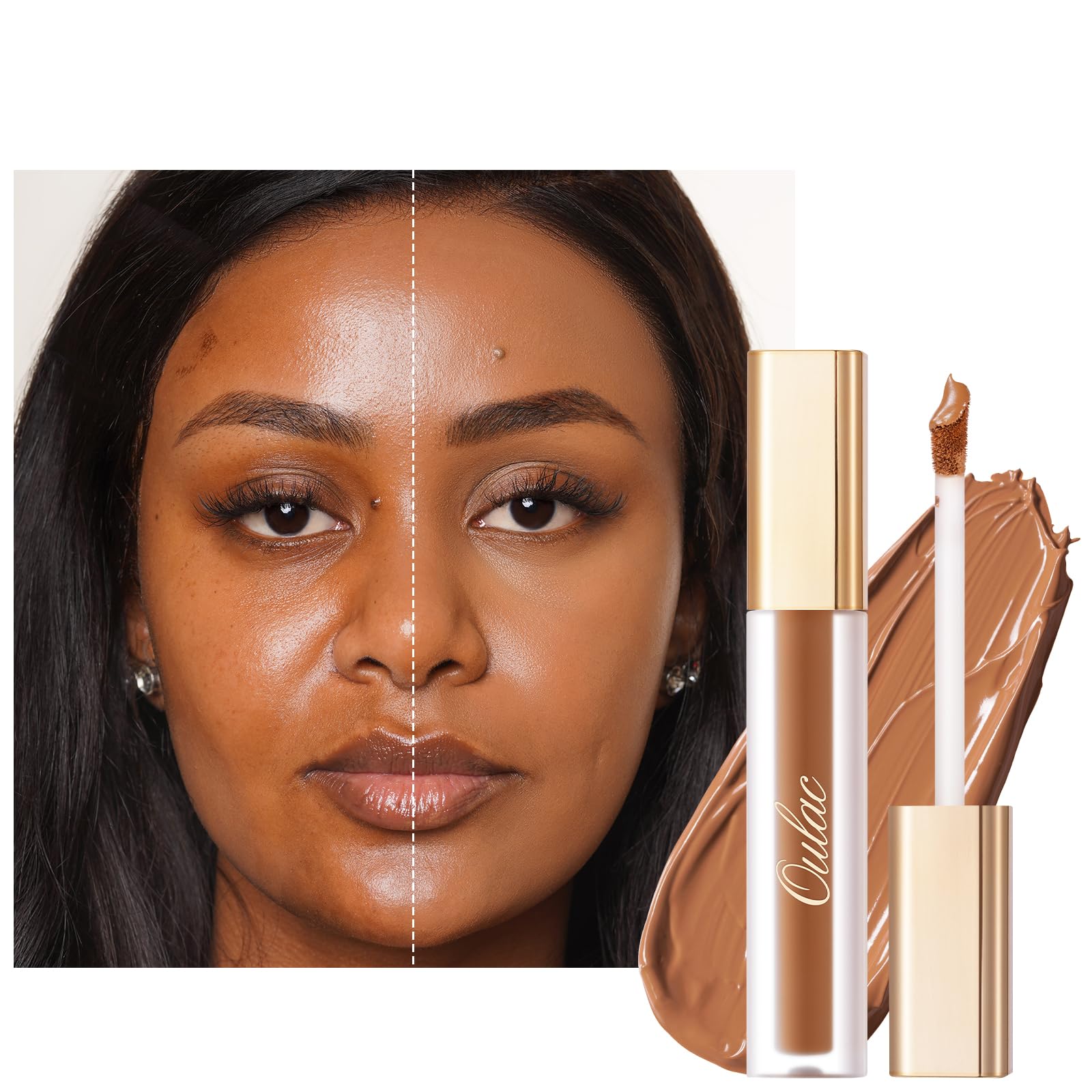 Oulac Full Coverage Concealer Stick for Dark Circles & Blemishes - Hydrating Concealer with Hyaluronic Acid, Lightweight & Long Lasting Vegan Makeup (3.8ml, Shade W8 Toffee) - Perfect for Everyday Wear, Date Nights & Professional Makeup Looks