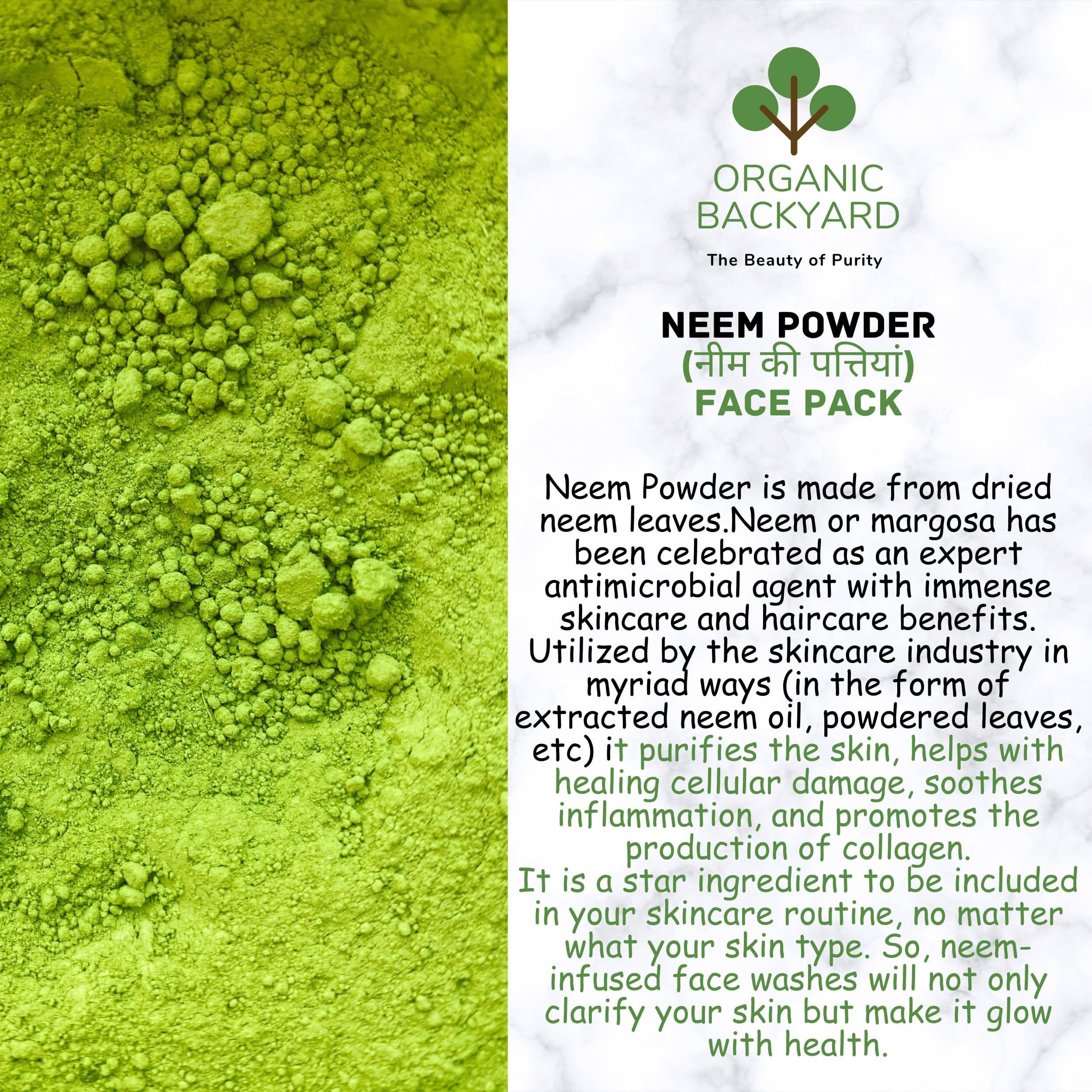 Organic Neem Leaf Powder for Face Care - 100% Natural, Chemical-Free Skincare Solution | Acne Treatment, Dark Spot Remover, Skin Brightening for Daily Beauty Routine