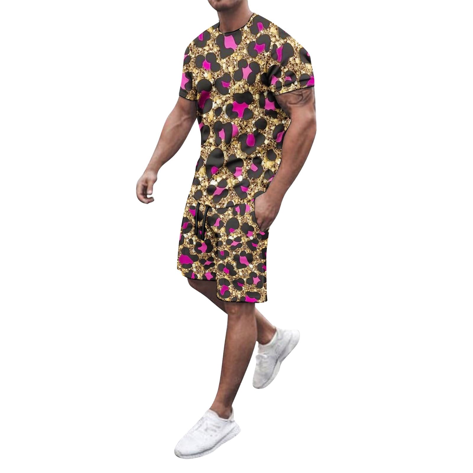Men's Quick Dry 3D Short Sleeve Hawaiian Shirt & Shorts Set - Breathable Tropical Beachwear for Summer, Sports, Vacation & Casual Outings