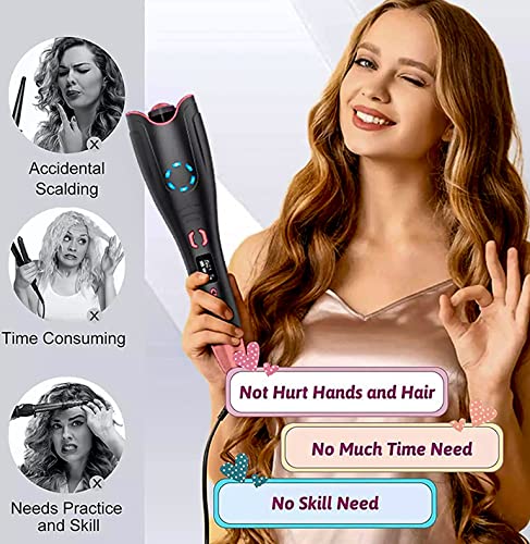 Auto Hair Curler with LCD Display & Timer - Fast Heating Curling Iron for All Hair Types, Auto Shut-Off Curling Wand - Perfect for Home Styling, Travel & Salon Use