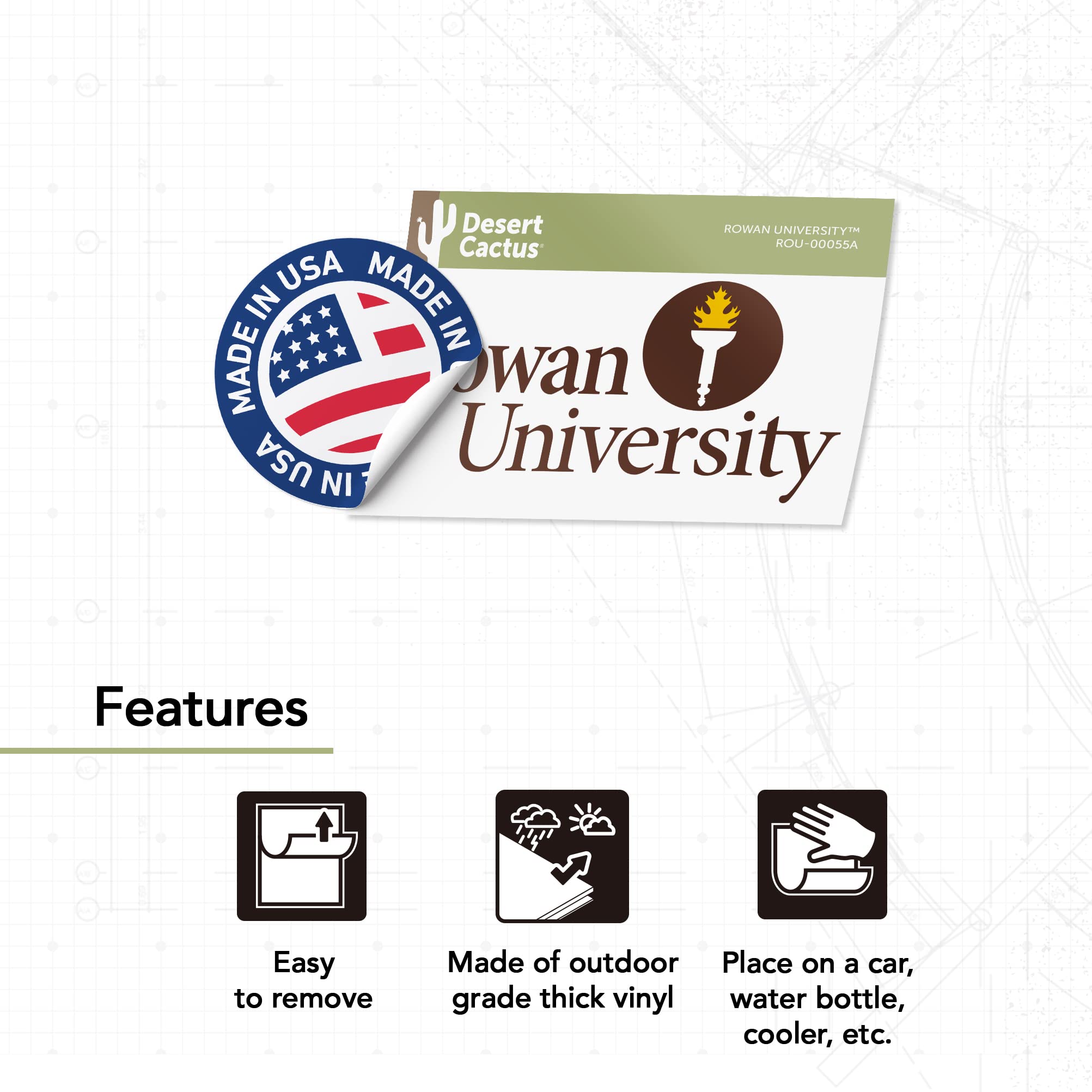 Desert Cactus Rowan University Sticker - Vinyl Decal for Laptop, Water Bottle, Car & Scrapbook - Perfect for College Students, Dorm Decor & School Spirit (IND 00055a)