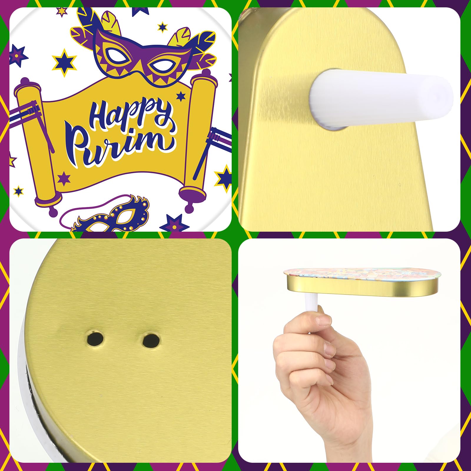 144 Pack Bulk Metal Purim Gragger Noisemakers - Assorted Shapes for Purim Celebrations, Jewish Holidays, Parties & Festive Events