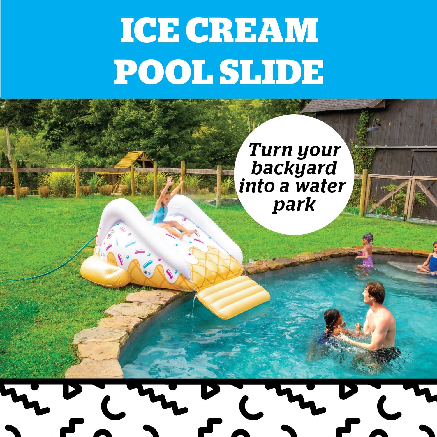 BigMouth Inc. Inflatable Ice Cream Pool Slide for Kids - Blow Up Water Slide Toy, 200 lb Weight Capacity - Fun Summer Backyard Swimming Pool Activity for Parties & Family Gatherings
