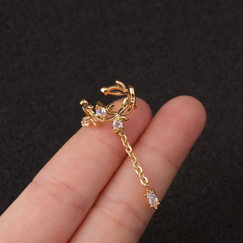 18K Gold Plated No Piercing Ear Cuff with Diamonds - Elegant Clip-On Earrings for Women | Perfect for Parties, Weddings & Everyday Wear | HSPJ19123