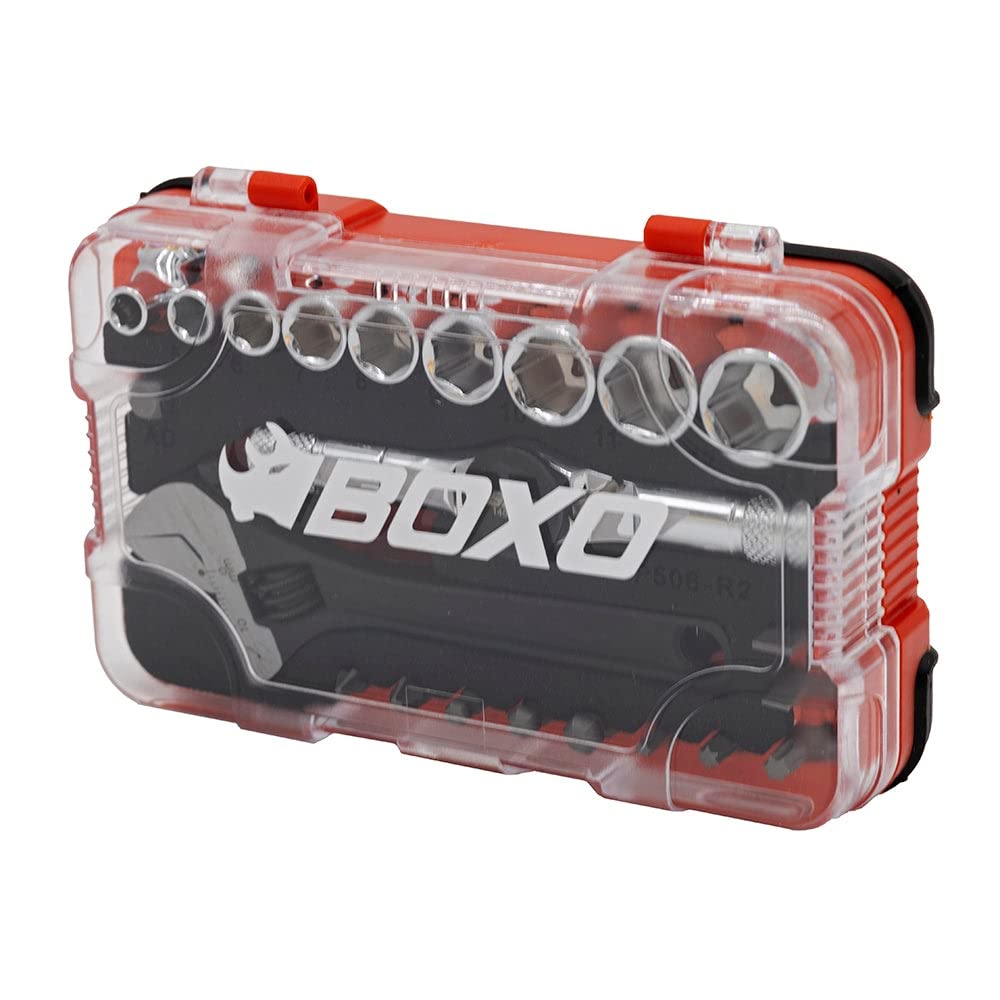 BOXO USA 23-Piece Multi-Driver T-Handle Socket Bit Set - Compact Tool Kit for Automotive Repair, Home Improvement & DIY Projects | Includes Handy Storage Case