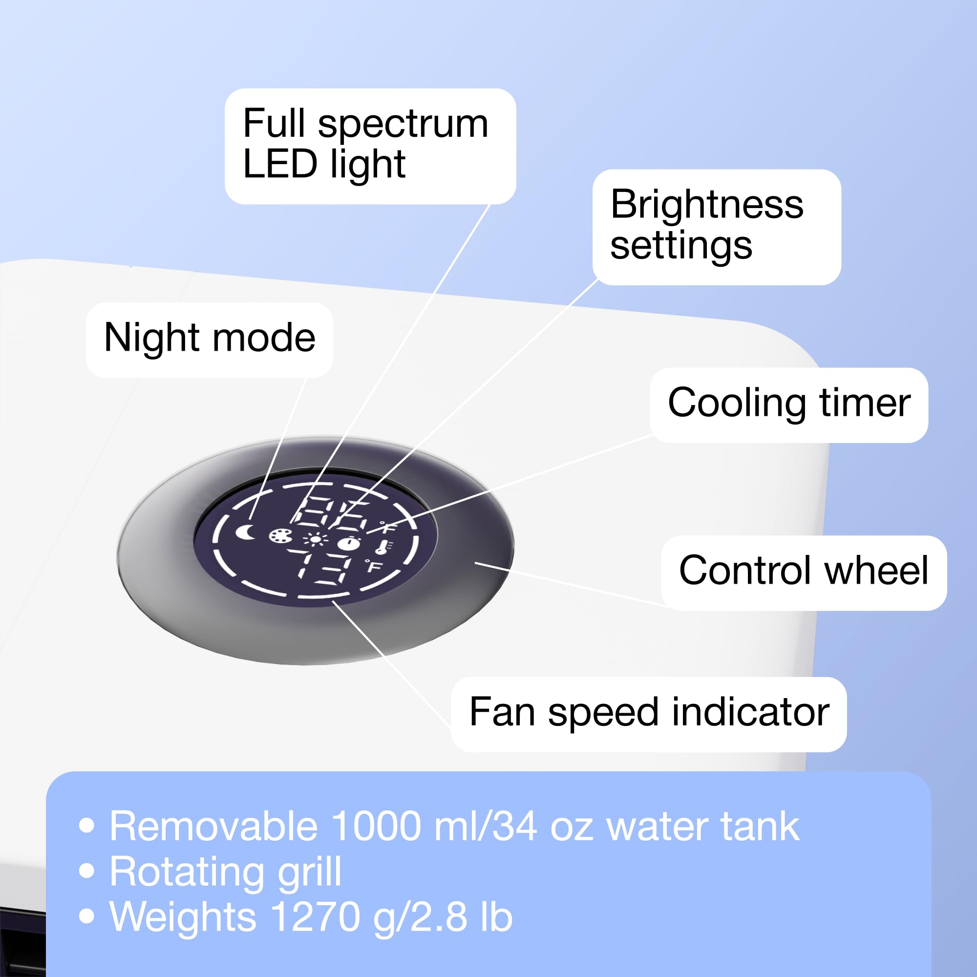 Evalight Portable Air Cooler with Evabottle Water Bottle - Personal Cooling Fan for Home, Office, Travel & Outdoor Activities