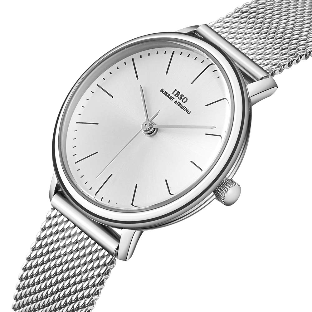 Elegant Women's Stainless Steel Mesh Band Watch - Waterproof Quartz Wristwatch with Unique Design - Perfect for Office, Party & Everyday Wear