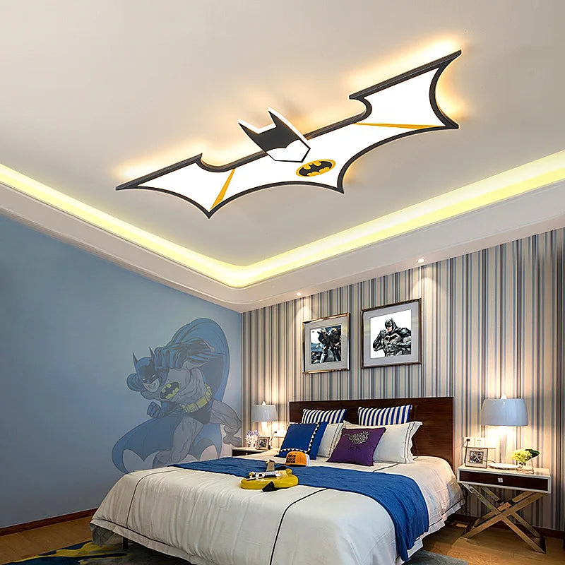 Batman Themed Boys Room Ceiling Light - Superhero Night Light for Kids Bedroom, Nursery & Playroom - DC Comics Inspired LED Ceiling Lamp for Children's Room Decor