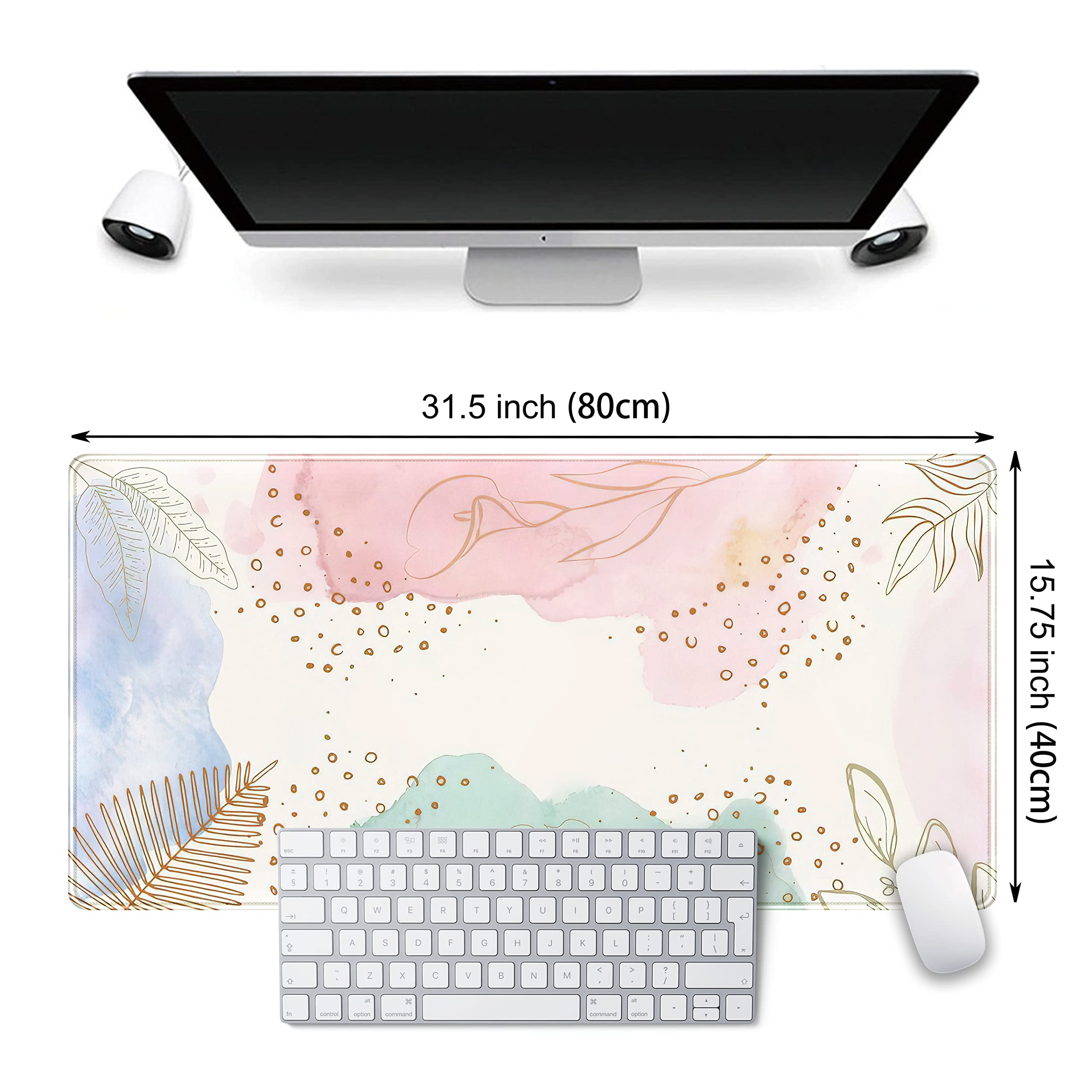 Boho Pastel Abstract XXL Mouse Pad (31.5x15.75 in) - Large Extended Desk Mat for Keyboard & Wireless Mouse, Cute Gaming Mice Pad for Office & Home - Perfect for Workstations, Gaming Setups & Home Decor