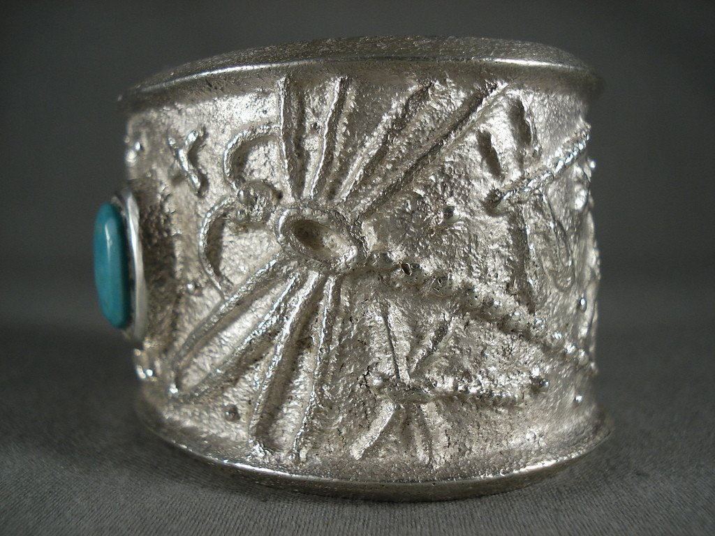 140 Grams Heavy Vintage Navajo Turquoise Native American Sterling Silver Bracelet - Authentic Southwest Jewelry for Women, Boho Fashion Accessory, Gift for Her, Perfect for Festivals & Special Occasions