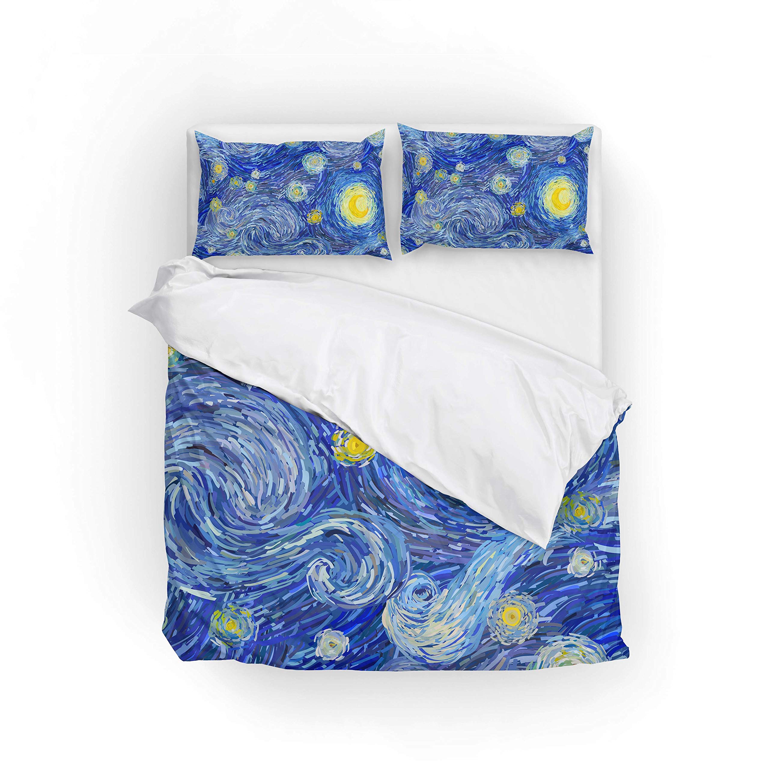 Starry Night Duvet Cover Set - Queen Size Microfiber for Cozy Bedroom Decor
