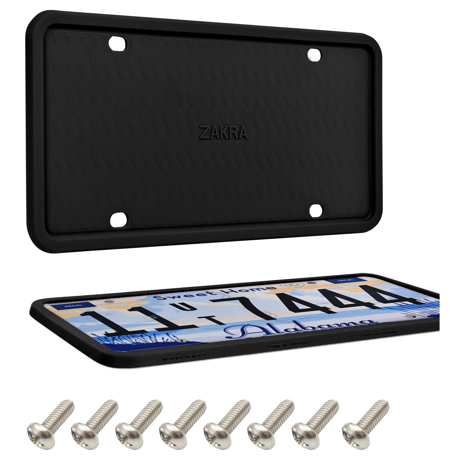 Premium 2-Pack Silicone License Plate Frames - Rustproof, Weatherproof & Noiseless Car Accessories for All Vehicles (Black) | Durable & Flexible for Cars, Trucks, SUVs in All Seasons