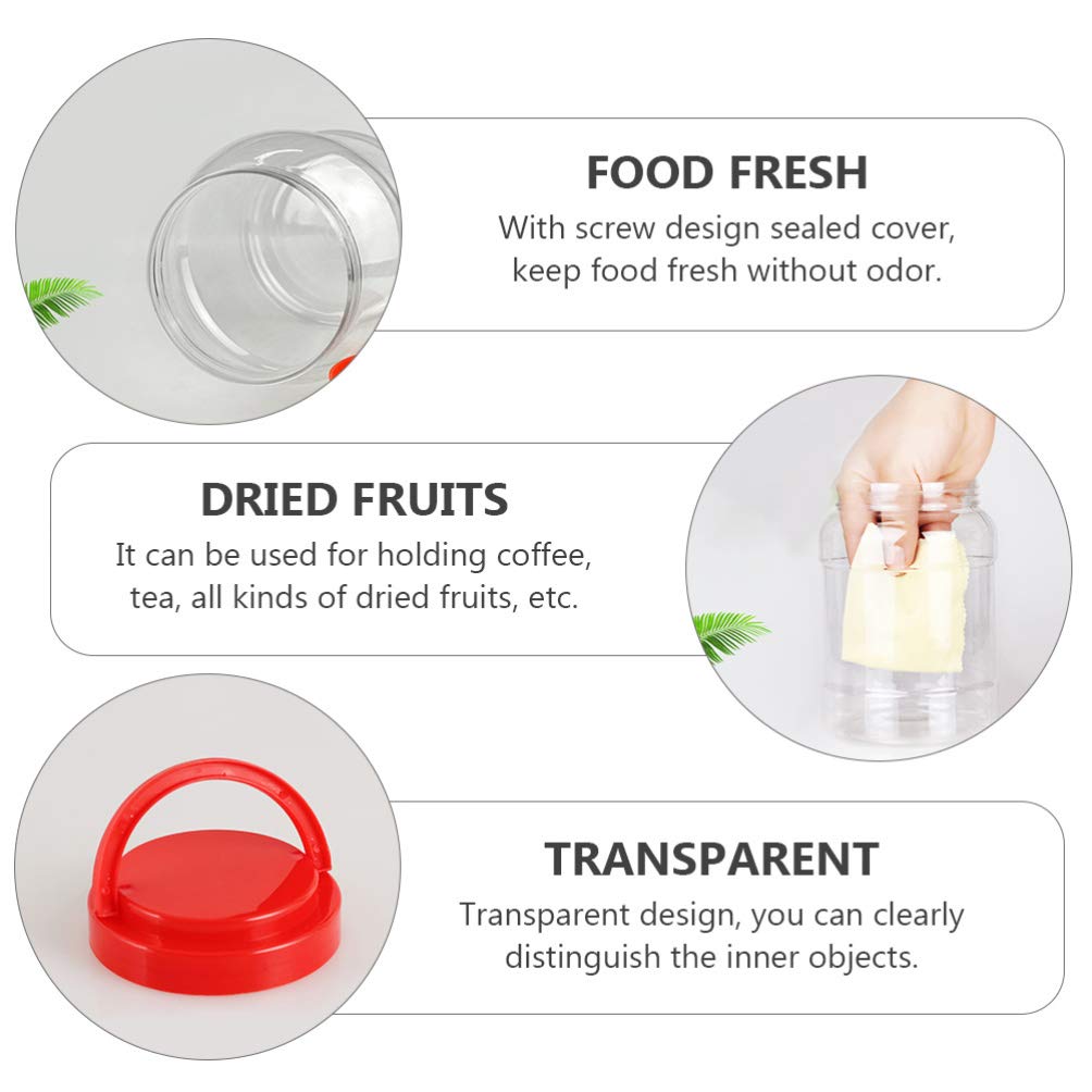 Hemoton 4-Piece Clear Plastic Storage Jars - Airtight Food Containers for Kitchen Pantry, Tea, Coffee, Spices & Dry Goods | Perfect for Organizing & Storing Snacks, Flour, Sugar, Cookies & More