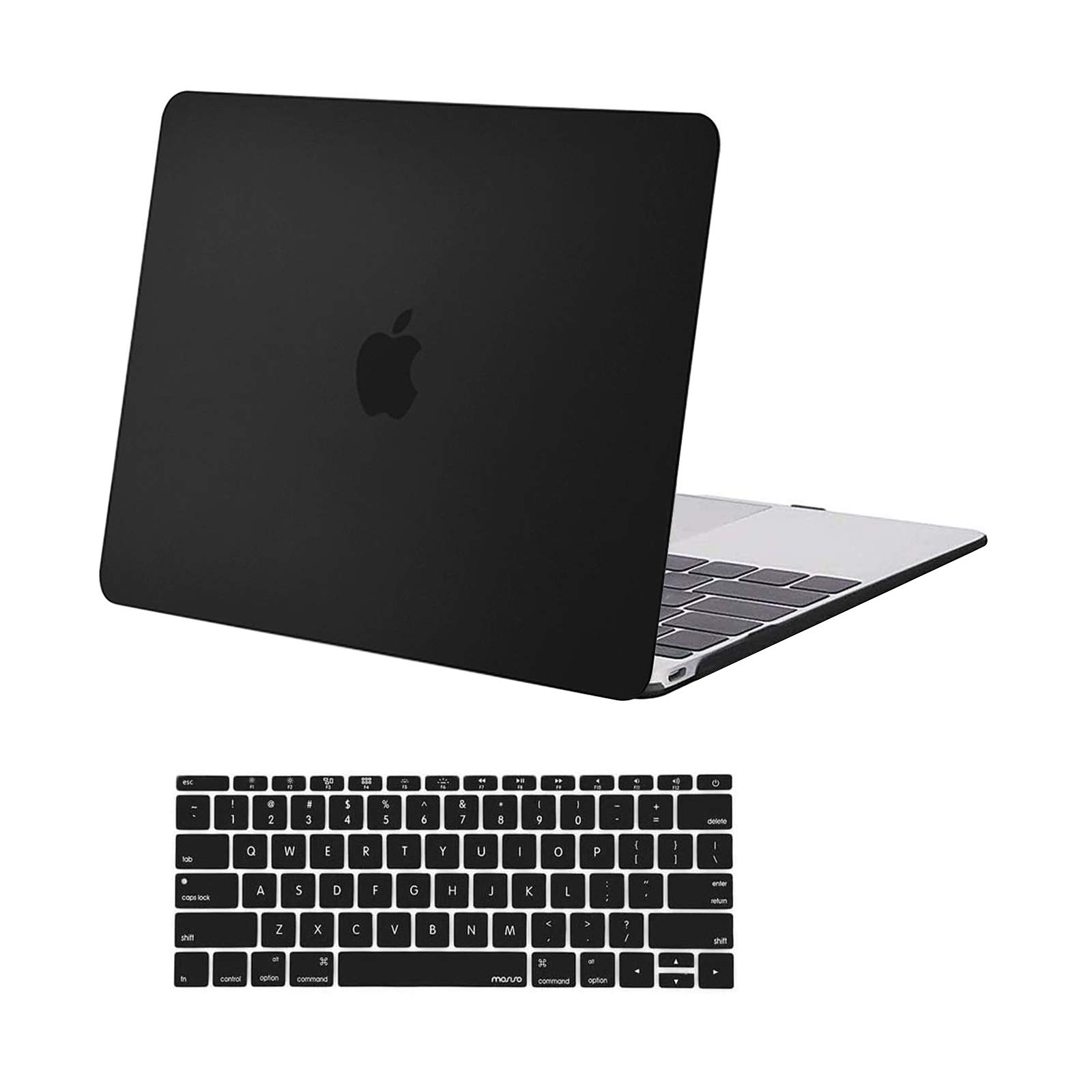 MOSISO Hard Shell Case for MacBook 12-inch Retina Display (A1534, 2015-2017) - Protective Plastic Cover with Keyboard Skin in Black | Perfect for Travel, Work & School Use