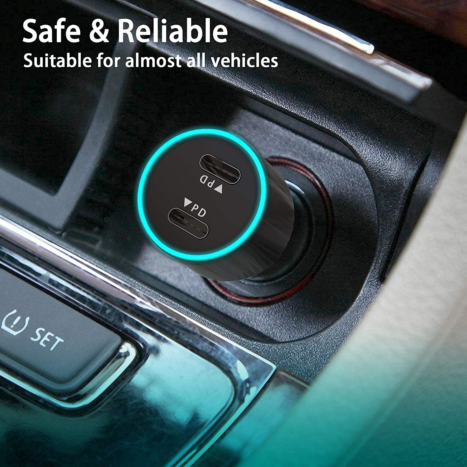 38W Fast USB C Car Charger with PD3.0 & QC3.0 - Dual Port Quick Charge Car Adapter with 2 Pack Lightning Cable - Compatible with iPhone 15/14/13/12 Pro Max/Plus - Perfect for Road Trips & Daily Commute
