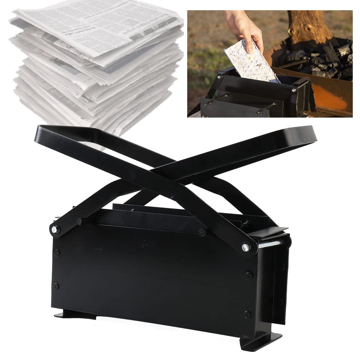 **Iron Newspaper Briquette Maker - DIY Press Paper Log Maker for Fire Stove, 10×5×3.2 Inches | Eco-Friendly Heating Tool for Home, Camping & Emergency Use**