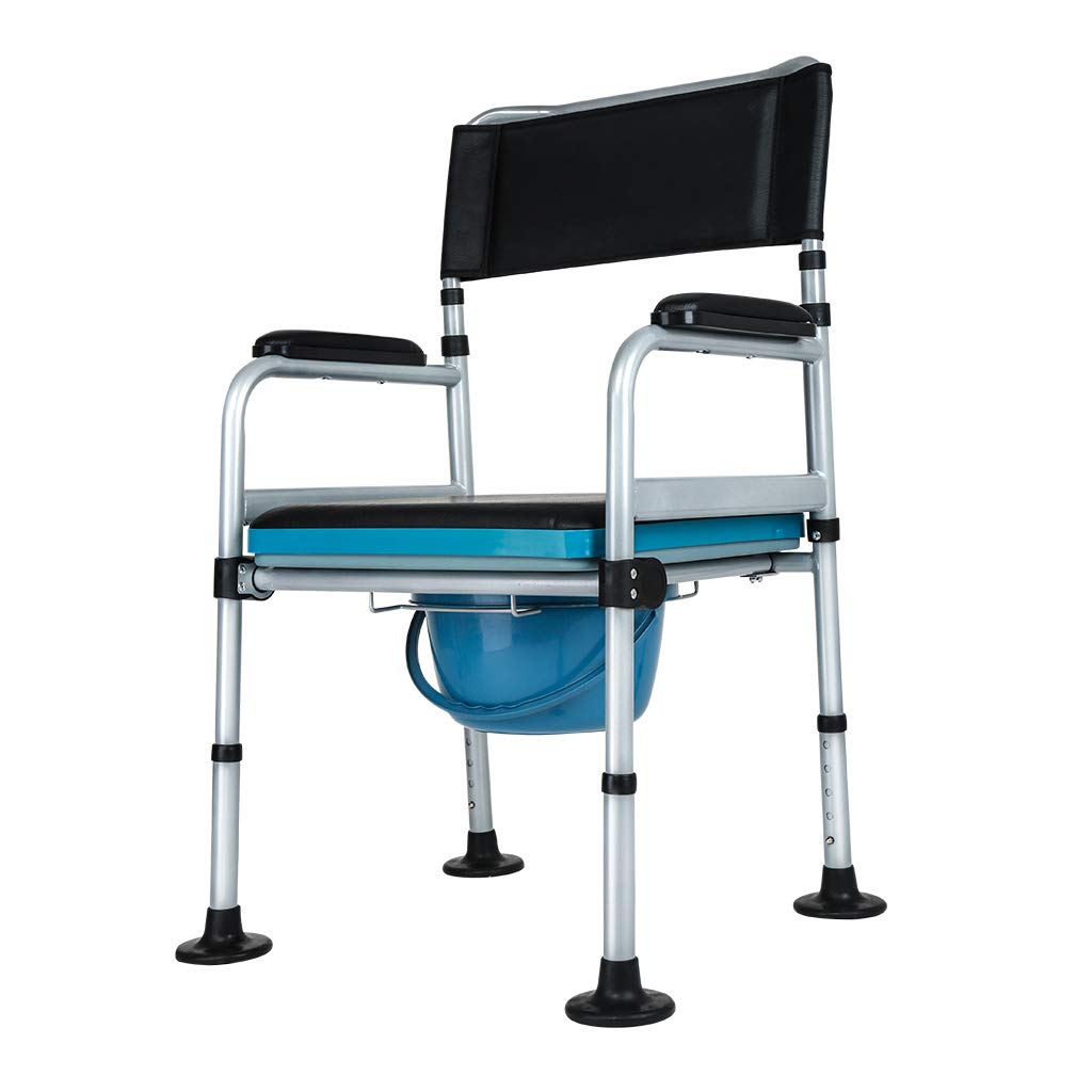 3 in 1 Adjustable Height Commode Chair with Padded Seat - Shower Bench & Toilet Riser for Elderly, Disabled & Pregnant Women - Homecare Bathroom Safety Aid for Seniors Mobility & Post-Surgery Recovery