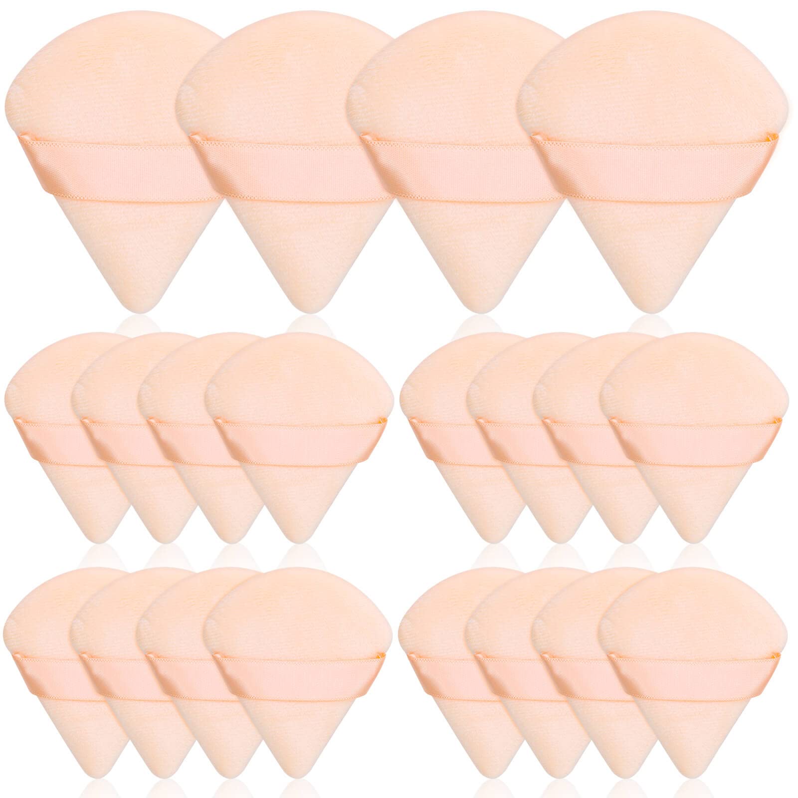 Thrilez 20pcs Triangle Makeup Powder Puffs - Soft Loose & Pressed Powder Applicators for Face & Eye Setting - Premium Beige Cosmetic Sponge Puffs for Flawless Makeup Application - Perfect for Daily Use, Travel & Professional Makeup Kits