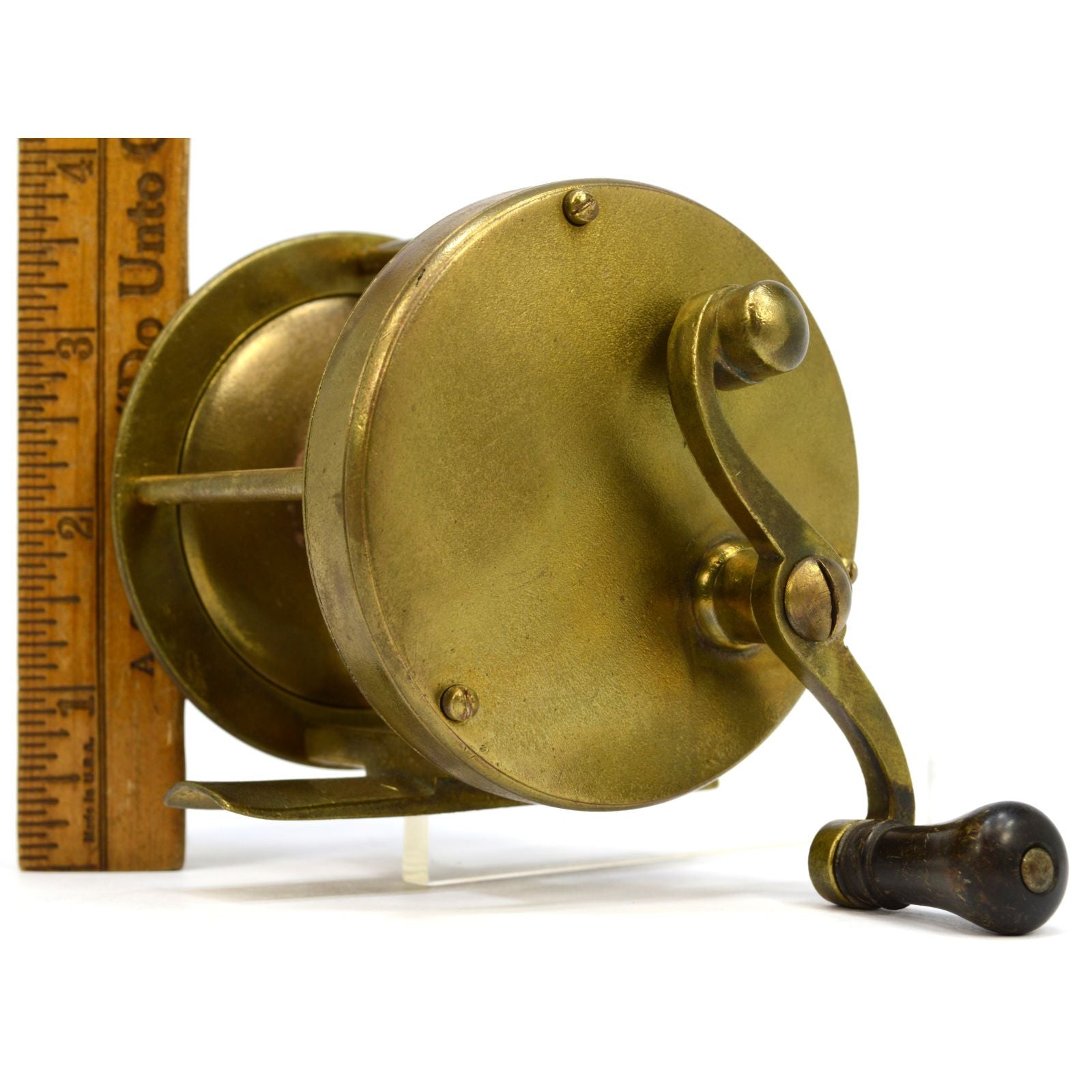 Vintage Antique Brass Fishing Reel 250 - Curved S Handle, Unknown Maker - Perfect for Collectors & Classic Fishing Enthusiasts