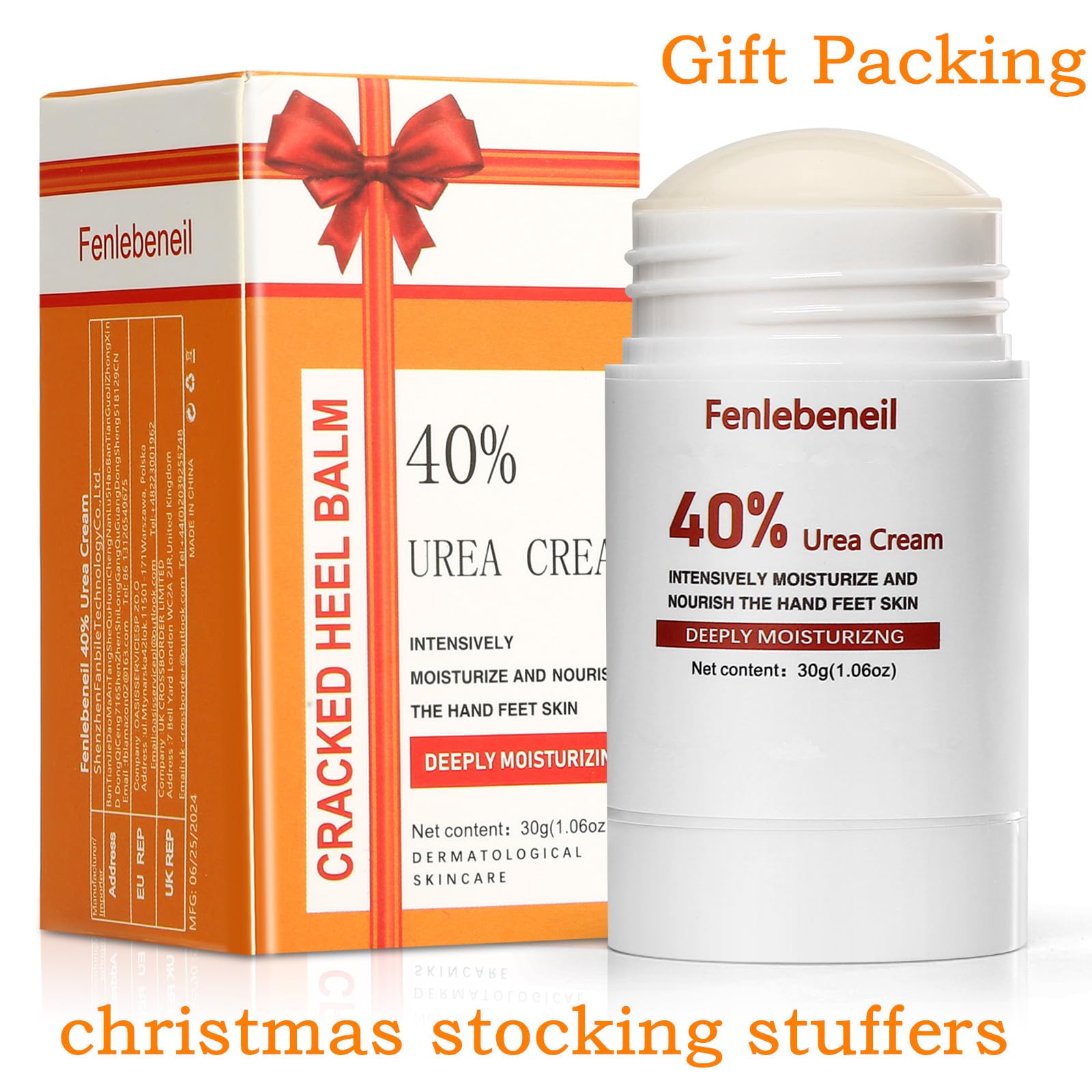 40% Urea Cream for Dry Cracked Heels & Hands - Intense Moisturizing Foot Balm Stick - Cracked Heel Repair Treatment for Women & Men - 1.06Oz - Perfect for Dry Skin Care & Foot Spa Treatments