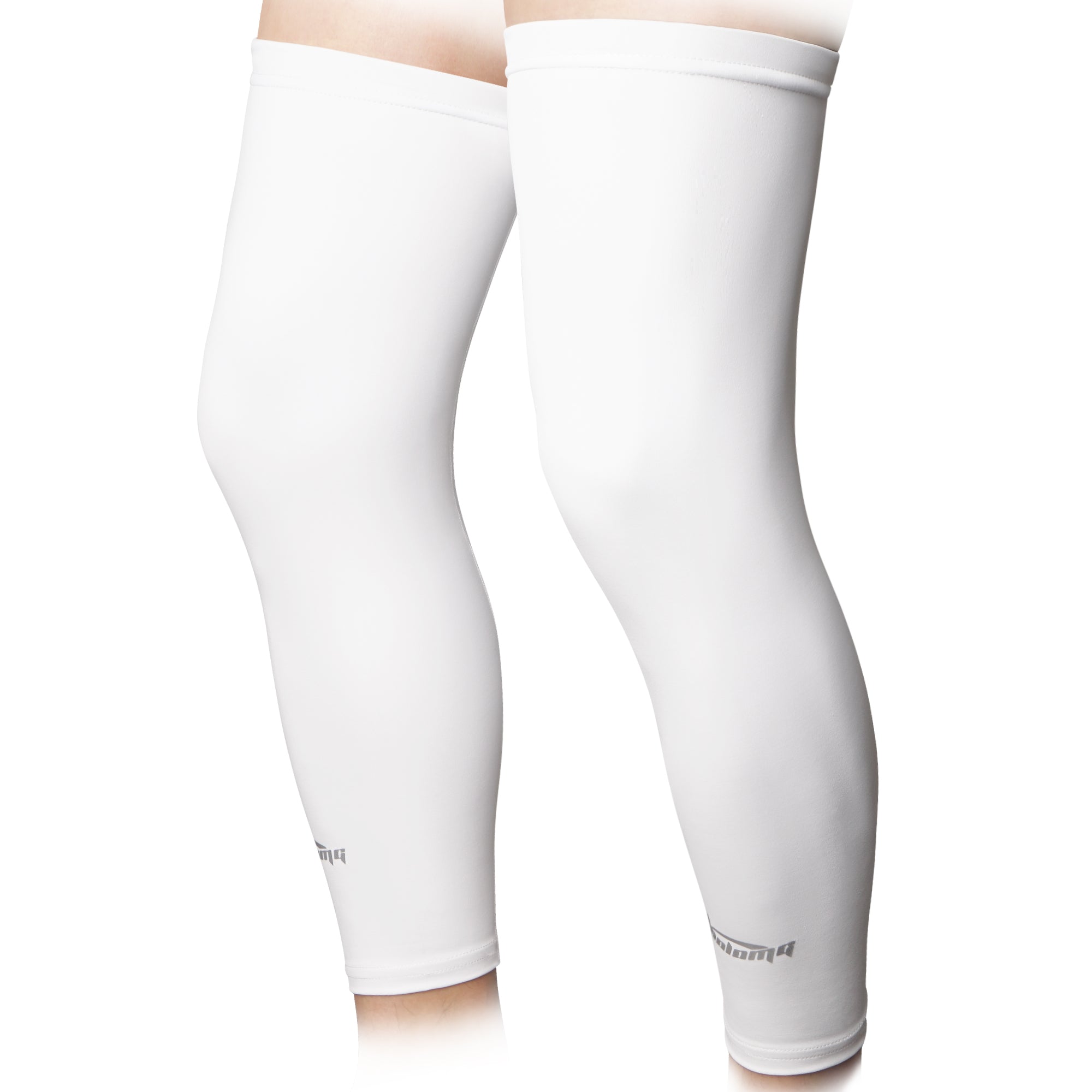 COOLOMG White & Black Sports Compression Leg Sleeves - Knee Support for Running, Basketball & Workout - Breathable Knee Protection for Athletes & Active Lifestyles