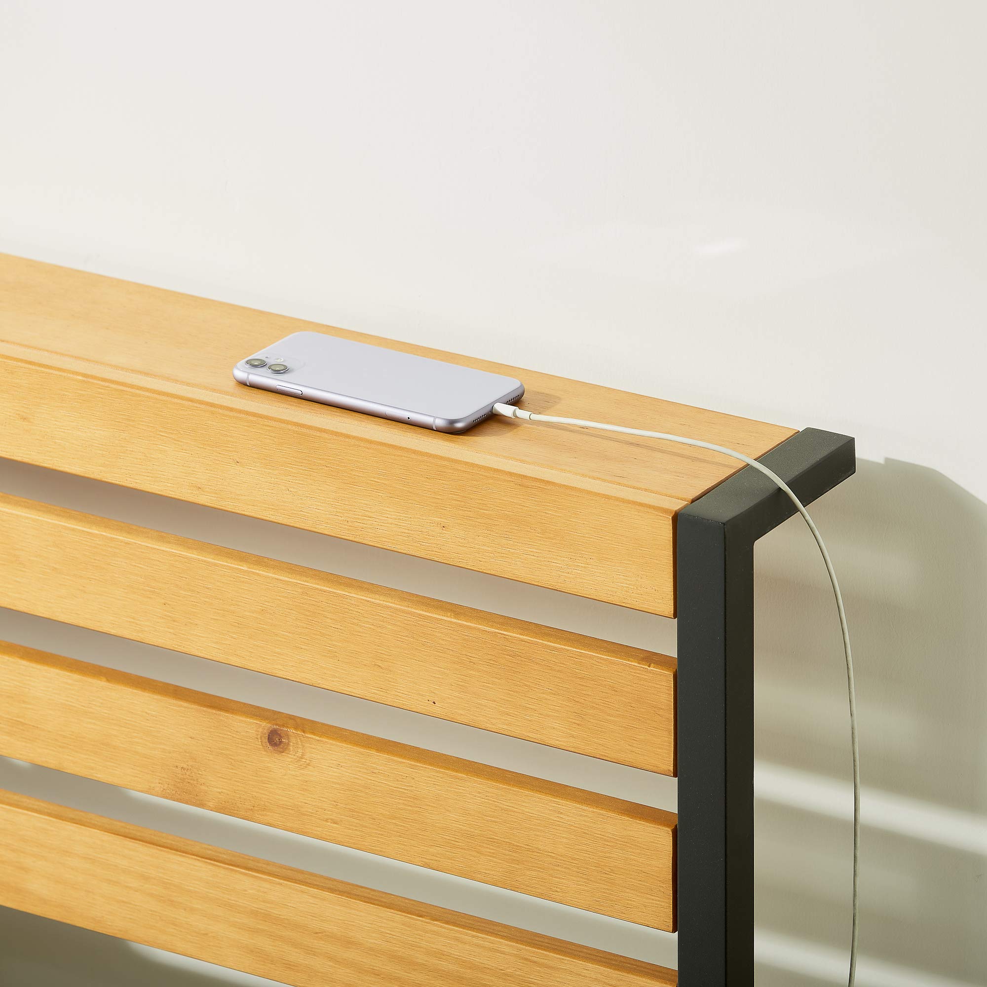 Solid Pine Wood Mellow Kasi Metal Platform Bed with Panel Headboard Shelf - King Size Easy Assembly Bed Frame (SHPB-KAK) | Perfect for Modern Bedrooms, Guest Rooms & Small Spaces