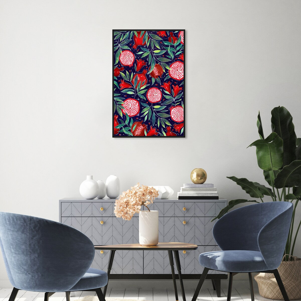 Blooming Tropical Flowers Framed Canvas Wall Art - White Cabin & Lodge Decor for Kitchen, Living Room, Bedroom | Nature Inspired Floral Print for Home & Office