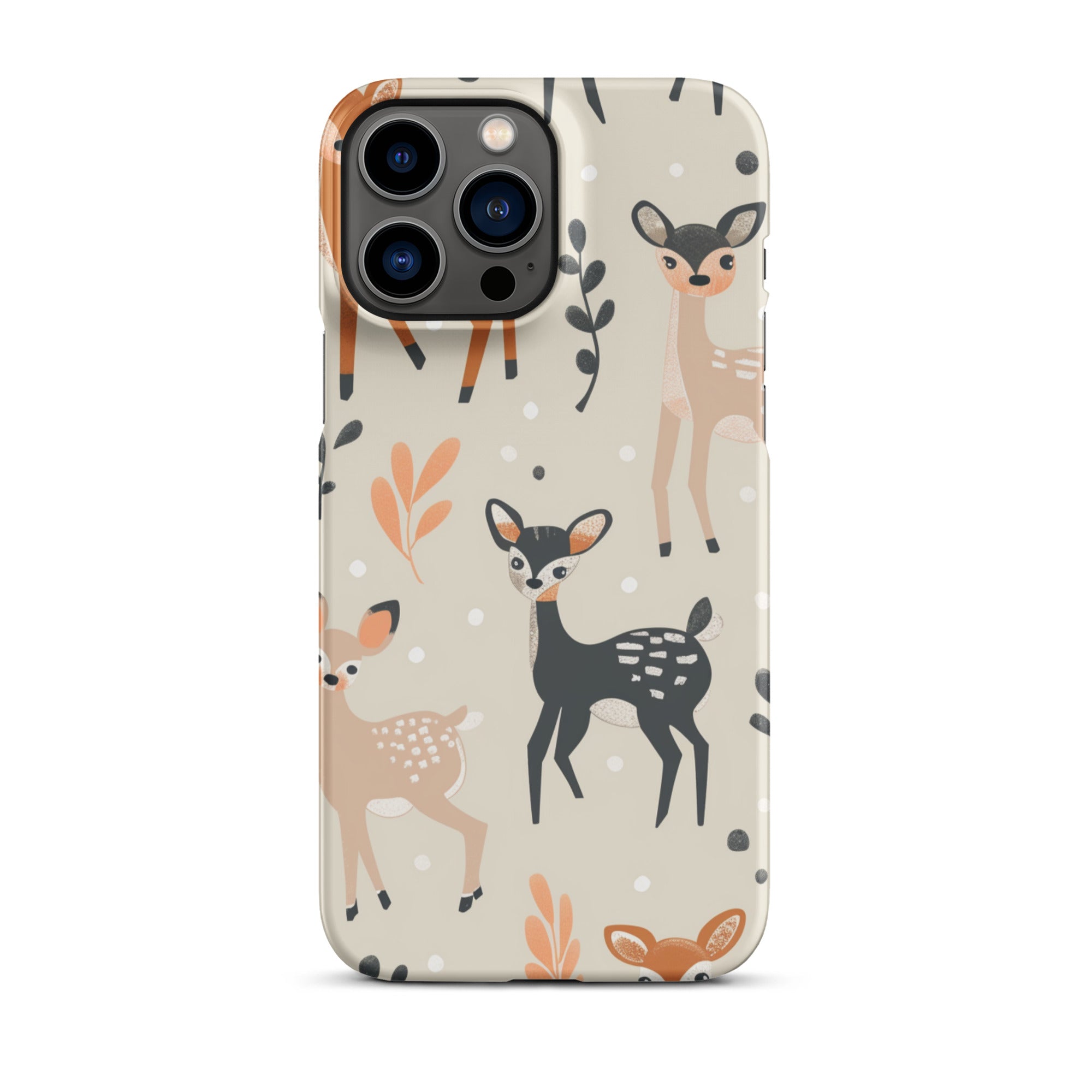 Cute Baby Deer Design Protective Snap Case for iPhone 12/13/14/15 Pro Max - Durable Shockproof Phone Cover for Kids & Adults - Perfect for School, Work & Outdoor Activities