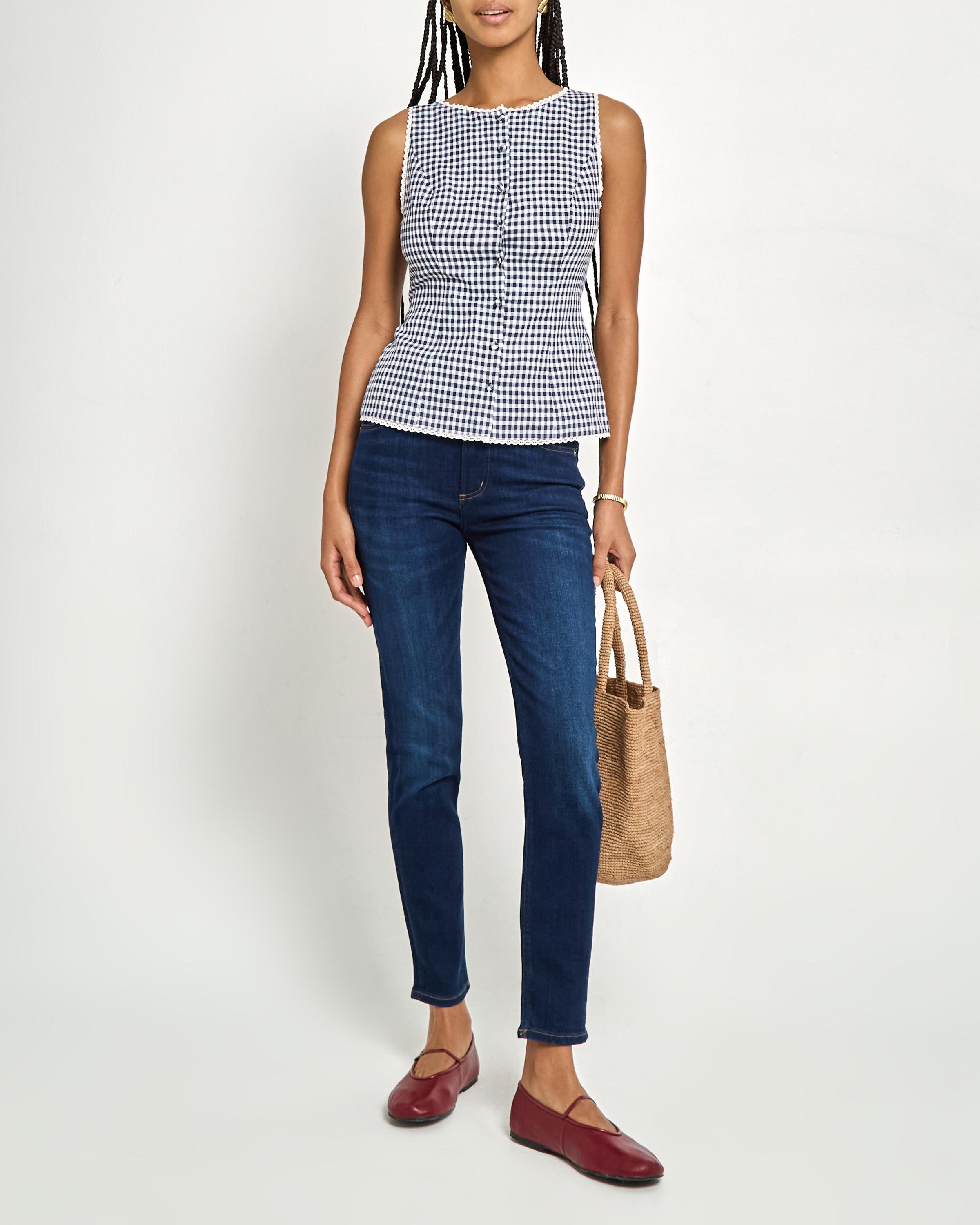 Micah Women's Blue Gingham Top - Casual Short Sleeve Blouse for Summer | Perfect for Office, Date Night & Weekend Outings
