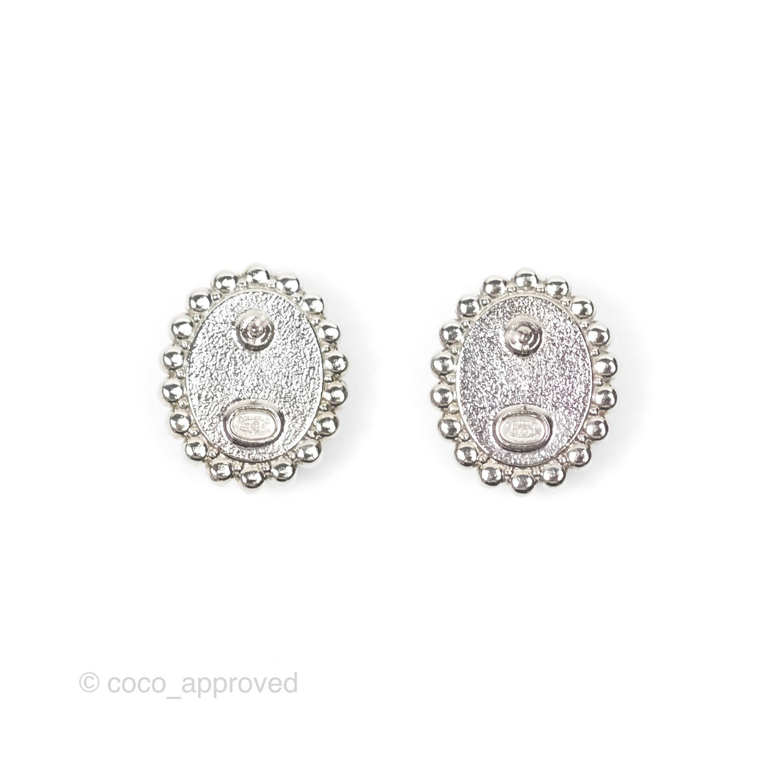 Chanel Black Crystal CC Logo Earrings in Silver Tone - 22B Collection | Luxury Fashion Jewelry for Women, Perfect for Parties, Weddings & Special Occasions