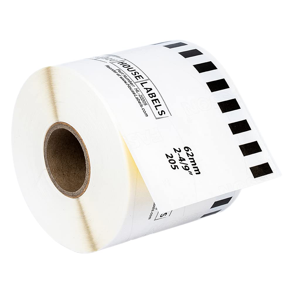 HOUSELABELS Compatible with Brother QL DK-2205 Replacement Label Roll - 2-4/9